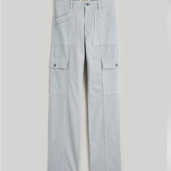 Madewell The Garment-Dyed '90s Straight Cargo High-Waisted Pants Gray Solstice - Picture 4 of 6